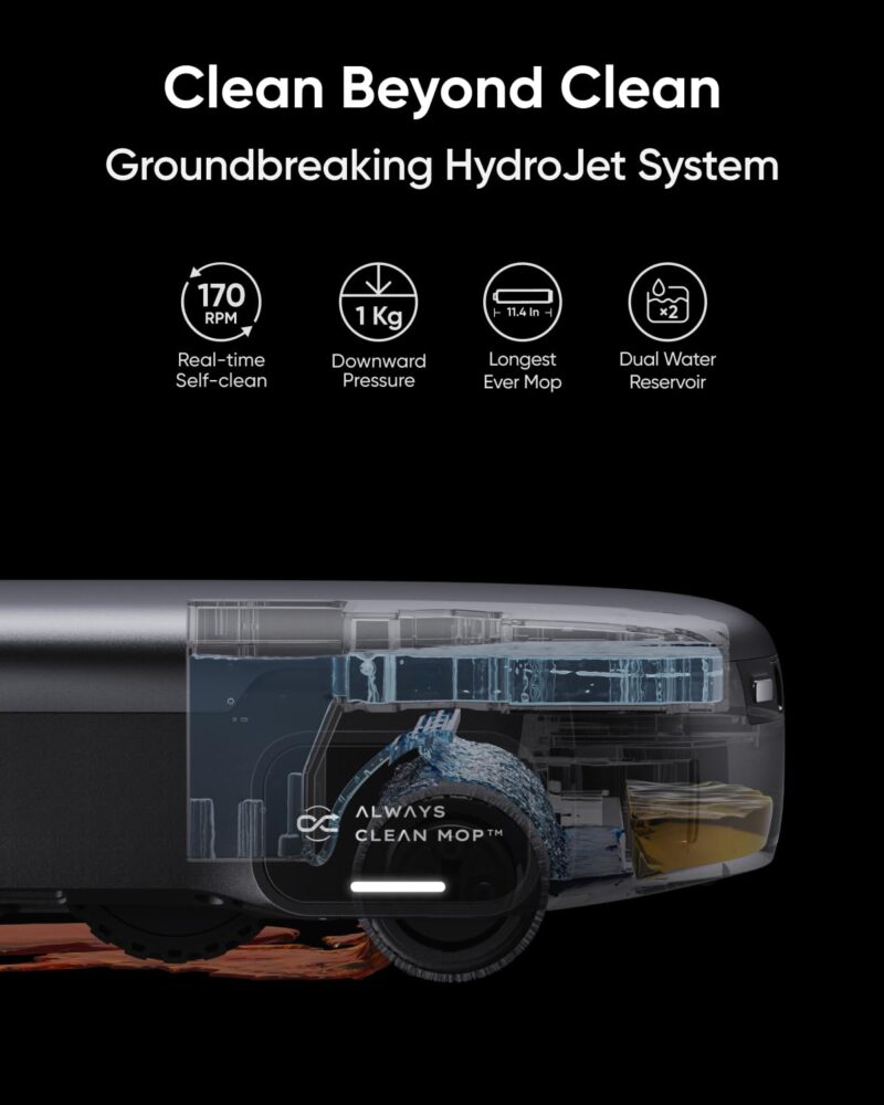eufy Omni S1 Pro Robot Vacuum and Mop, 8000Pa Suction, Self-Emptying & Mop Washing, HydroJet Ozone Cleaning, Smart Obstacle Avoidance, All-in-One Station - Image 9