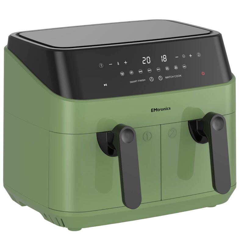 EMtronics EMAFDD9LSL Dual Air Fryer 9L - Double XL Basket, 8 Cooking Presets, 99-Min Timer, Stainless Steel, Oil-Free Healthy Cooking - Image 42