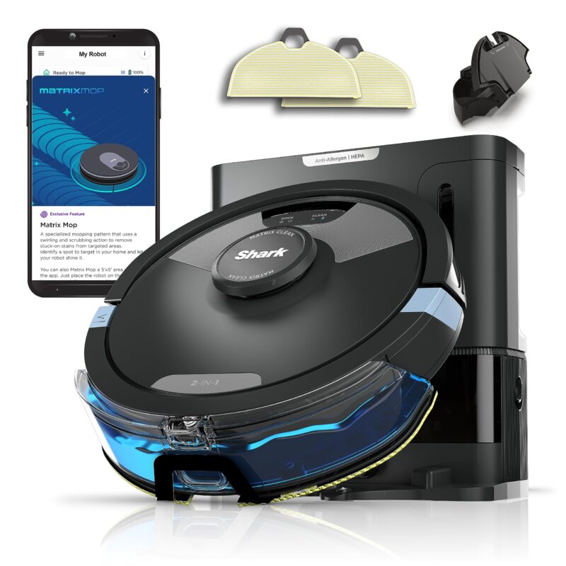 Shark Matrix Plus 2-in-1 Robot Vacuum & Mop with Sonic Mopping, Matrix Clean Navigation, Self-Empty HEPA Base, Precision Mapping, CleanEdge Technology, Pet Hair Removal, WiFi/App Control, RV2610WA - Image 2