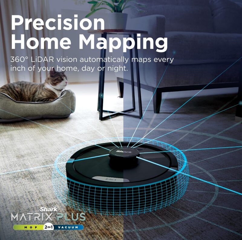 Shark Matrix Plus 2-in-1 Robot Vacuum & Mop with Sonic Mopping, Matrix Clean Navigation, Self-Empty HEPA Base, Precision Mapping, CleanEdge Technology, Pet Hair Removal, WiFi/App Control, RV2610WA - Image 17